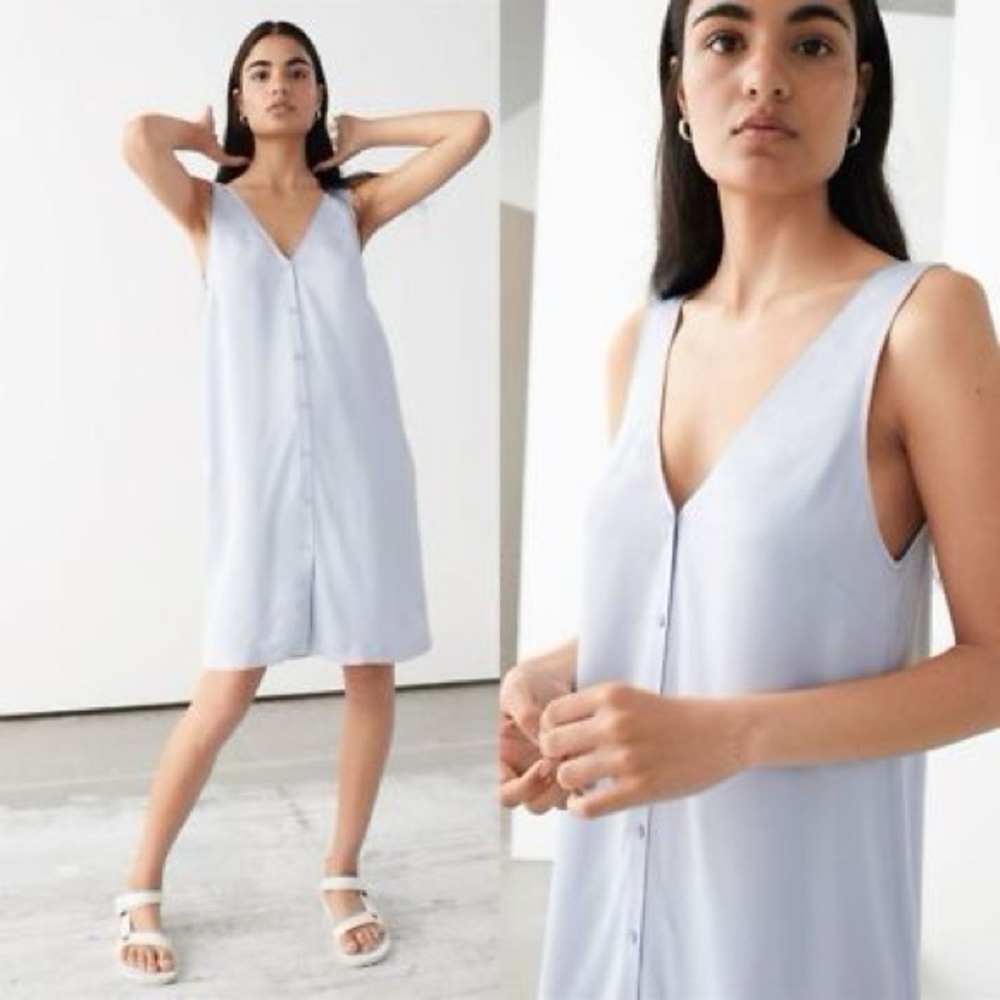 & other stories blue button up mini dress 2